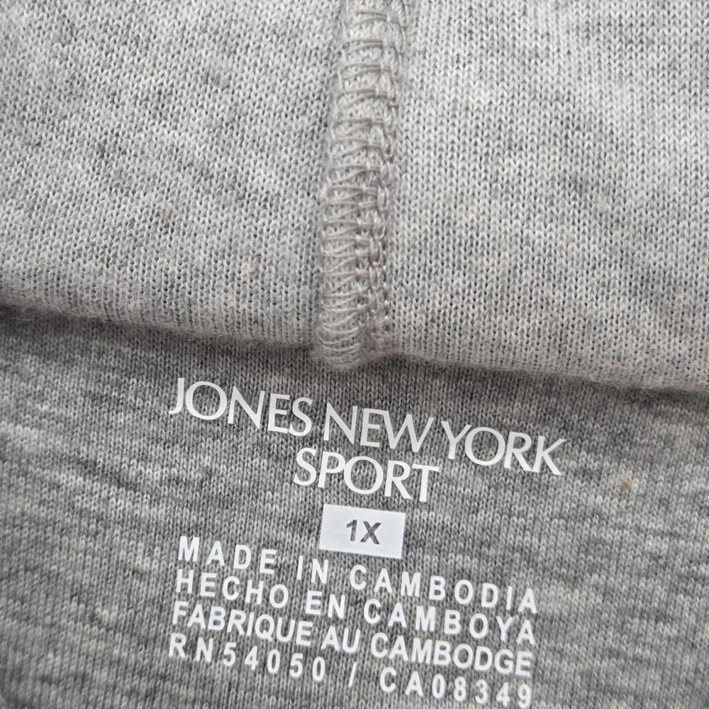 Jones New York Sport Velour Hoodie Gray Zip Front SZ 1X - Picture 5 of 15